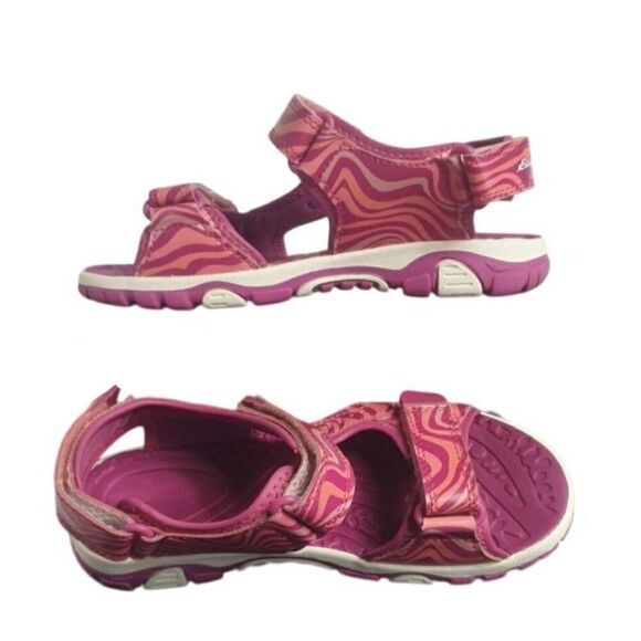 Eddie Bauer Girls Sandals Sz 2 Pink Jordan River Waves Adjustable Strappy Sporty - Picture 1 of 7